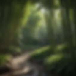Lush bamboo garden with vibrant plants
