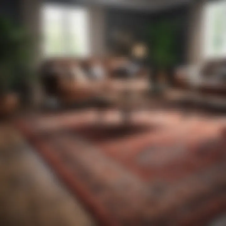 Strategic layout of furniture around a large area rug