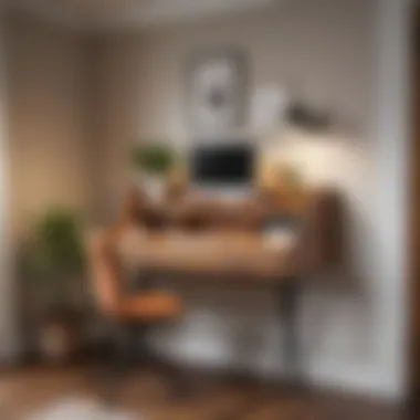 Compact Hidden Desk Hutch in Cozy Living Space Compact hidden desk hutch integrated into a cozy living space.