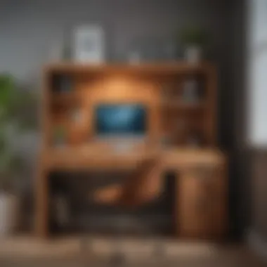 Stylish Natural Wood Hidden Desk Hutch Stylish hidden desk hutch designed with natural wood finish.