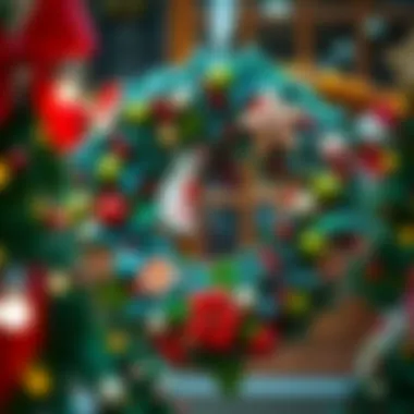 Vibrant Festivities: A Holiday Wreath Display Festive wreath showcasing vibrant colors and holiday decorations
