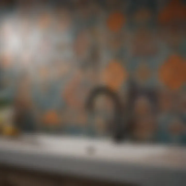 A vibrant tile arrangement creating an artistic backsplash