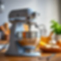 Compact stand mixer showcasing its dough hook attachment