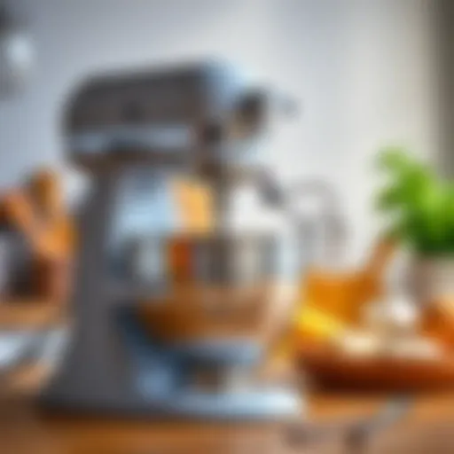 Compact stand mixer showcasing its dough hook attachment