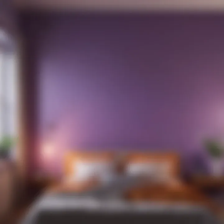 Violet painted walls paired with complementary colors