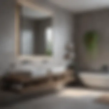 Modern Minimalist Bathroom Design A modern minimalist bathroom showcasing sleek lines and a monochromatic palette