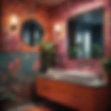 Vibrant Bathroom with Playful Patterns A vibrant and colorful bathroom utilizing playful patterns and textures