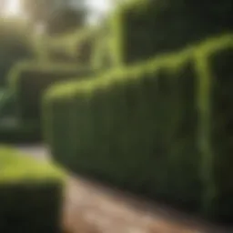 A lush green hedge providing privacy in a garden