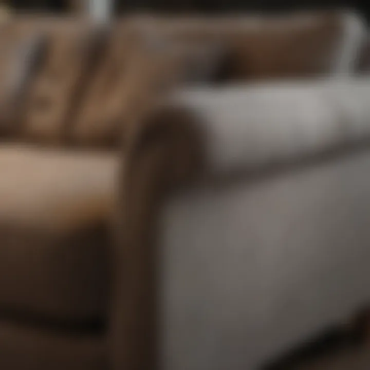 Diverse materials used in couch upholstery