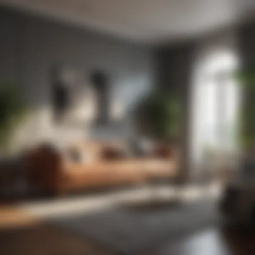 Luxurious living room with a modern couch