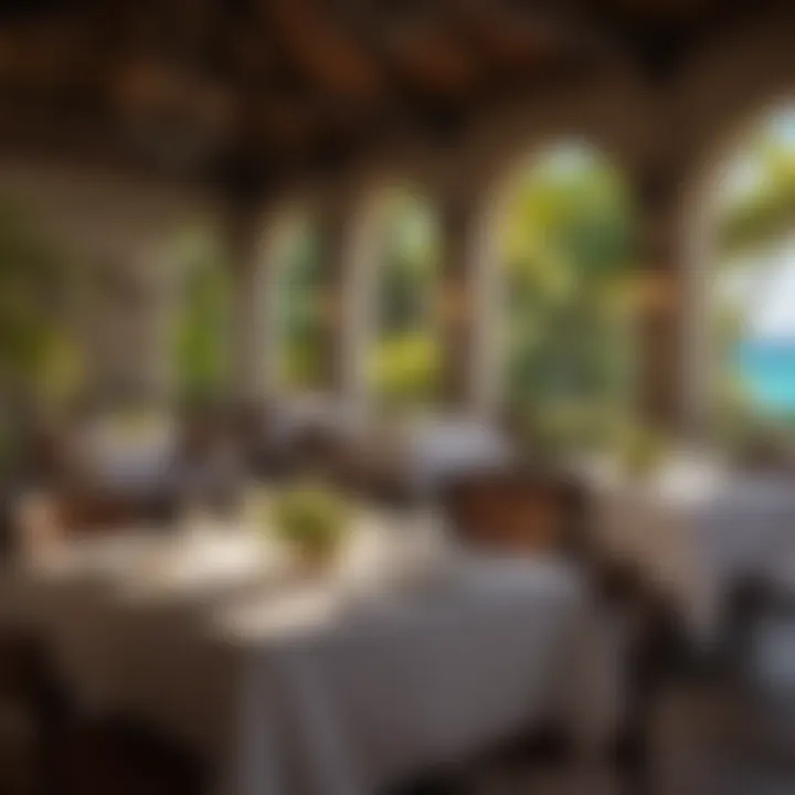 Elegant dining setup at a high-end Caribbean hotel restaurant