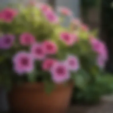 Delicate petunias thriving in a sunny garden