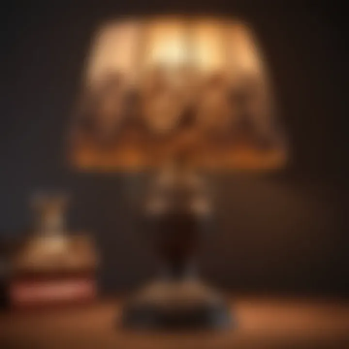 A vintage-inspired lamp with intricate detailing and a warm glow.