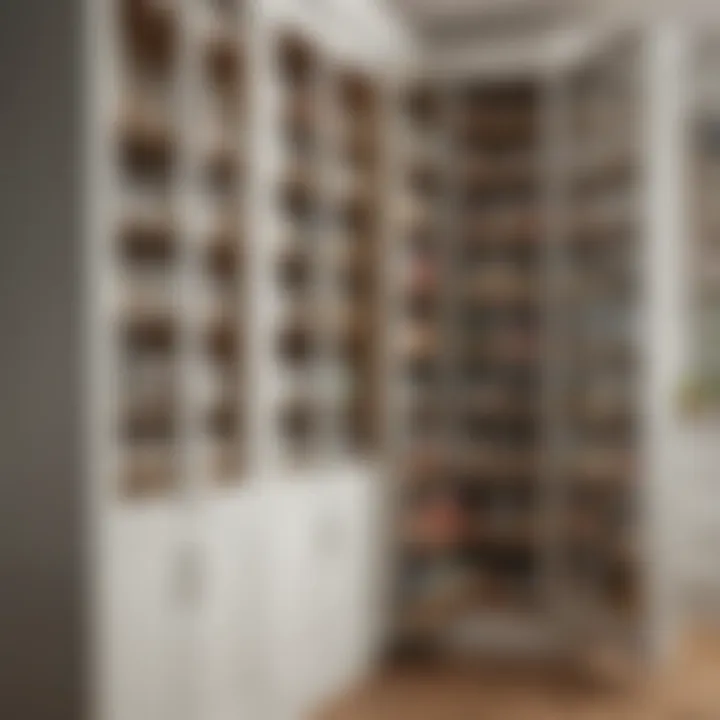 Chic glass door pantry displaying a variety of jars and containers for storage