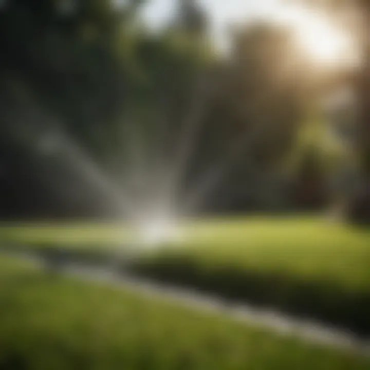 Garden sprinkler watering the lawn