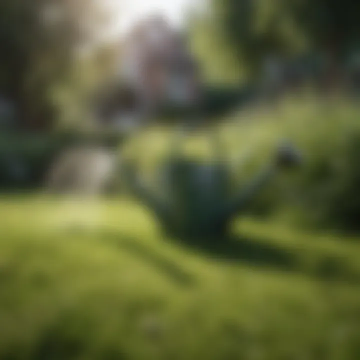 Watering can nourishing a garden area