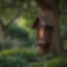 A beautifully constructed bat house nestled in a garden