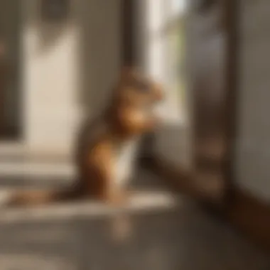 Identifying Potential Chipmunk Entry Points A homeowner inspecting entry points in a house