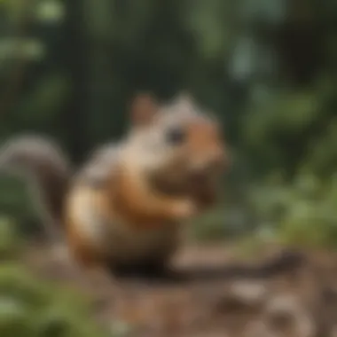 Chipmunk Released Back into Nature A chipmunk being safely released into the wild