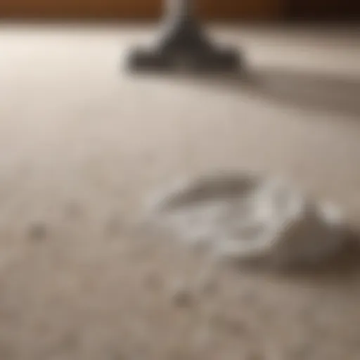 Close-up of baking soda on carpet fibers