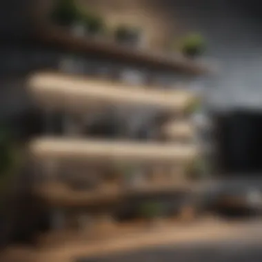 Space Optimized Open Shelves Strategically organized open shelves maximizing space and functionality