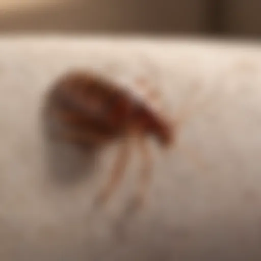 Close-up of bed bugs on a couch fabric