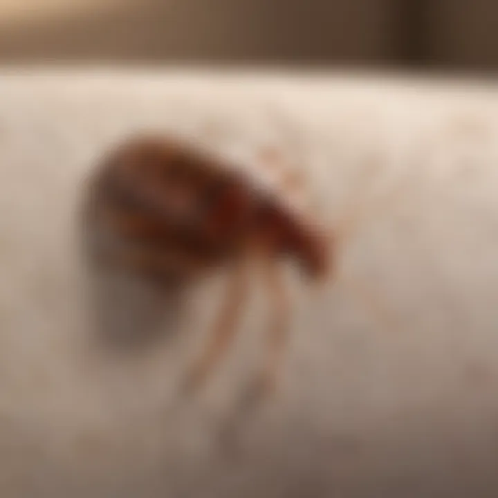 Close-up of bed bugs on a couch fabric