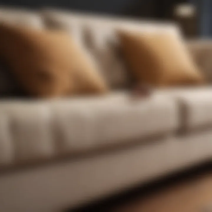 Person examining couch for bed bugs