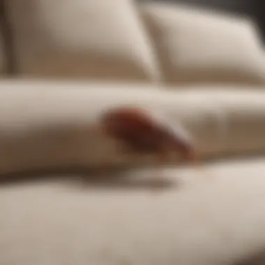 Signs of bed bug infestation on a couch