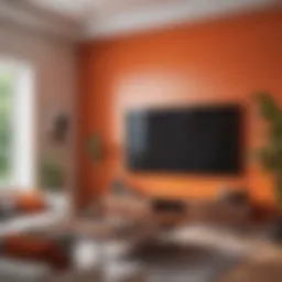 Vibrant accent wall in a modern living room