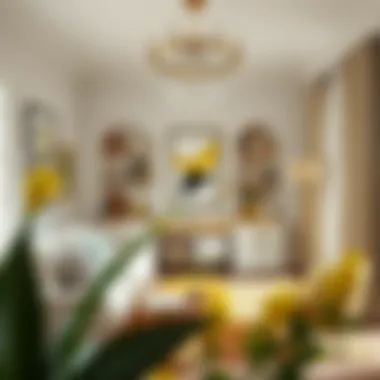 Home office showcasing chartreuse decor