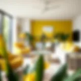 Vibrant living room featuring chartreuse accents