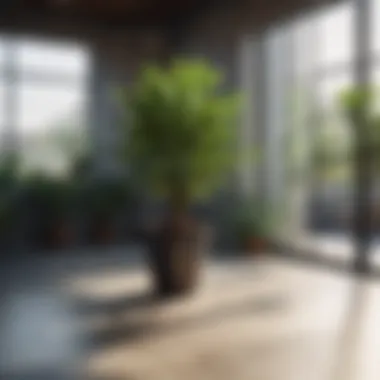 Thriving Large Plant in Sunlit Indoor Space Indoor space with a large plant thriving in a sunlit corner