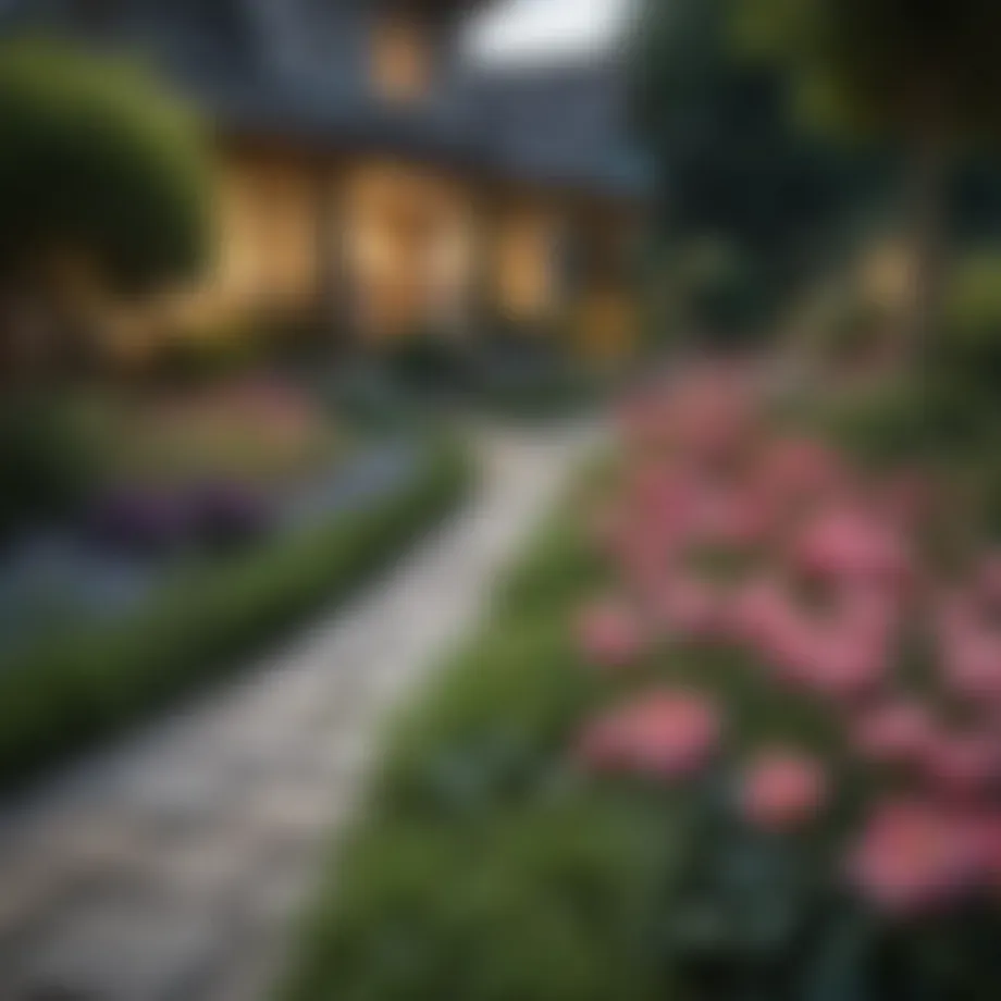 A beautifully landscaped garden featuring vibrant flowers and elegant pathways