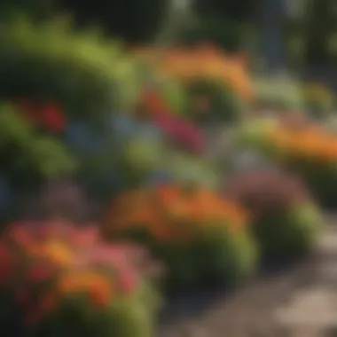 Vibrant flower bed featuring a mix of perennials and annuals