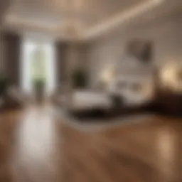 Elegant hardwood flooring in a spacious master bedroom