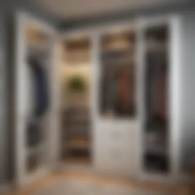 Modern coat closet featuring multi-functional storage