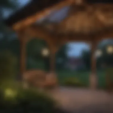 Eco-Friendly Solar Lights for Sustainable Elegance Solar-powered lights creating a warm glow around a gazebo