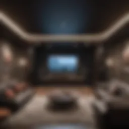 A modern music room with sleek furniture and advanced sound equipment