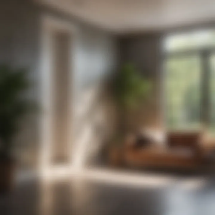 Stylish accent wall in a sunlit space