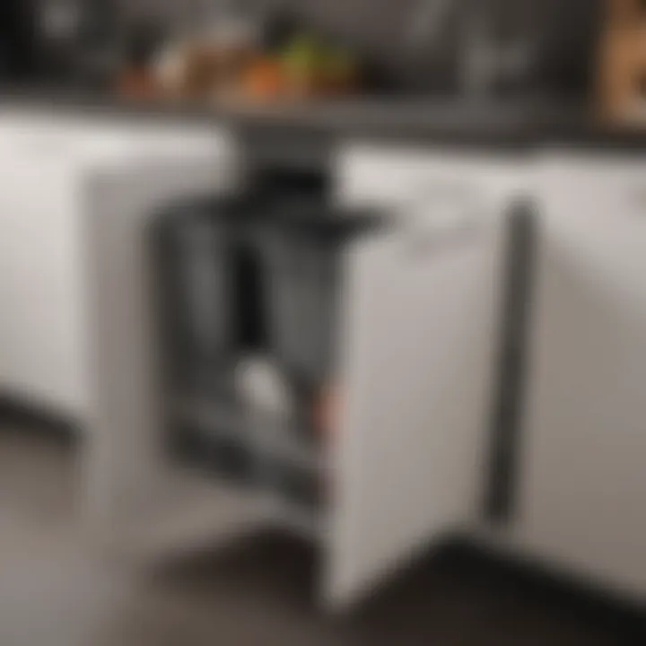 Stylish pull-out trash bin system in a modern kitchen