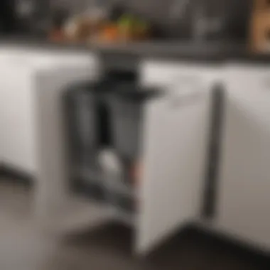 Stylish Pull-Out Trash Bin System Stylish pull-out trash bin system in a modern kitchen