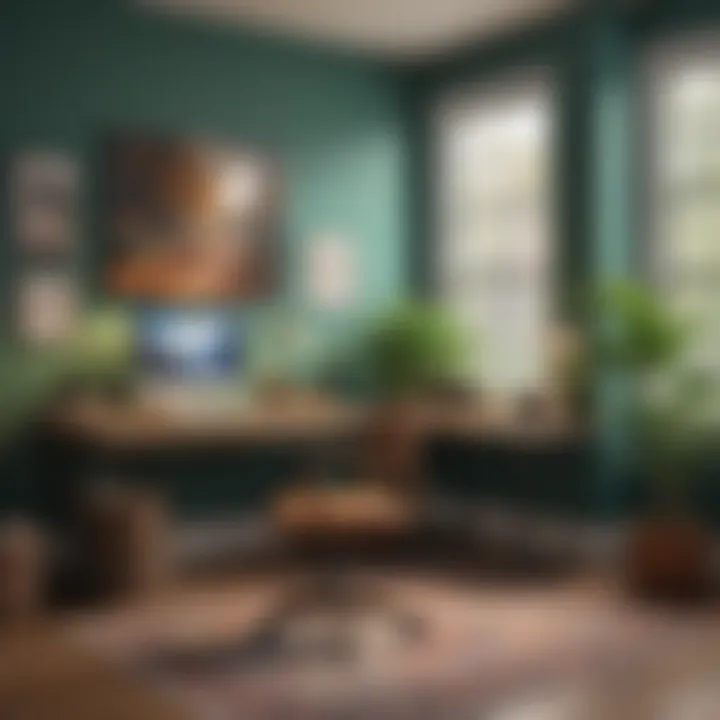 Home office designed with energizing colors