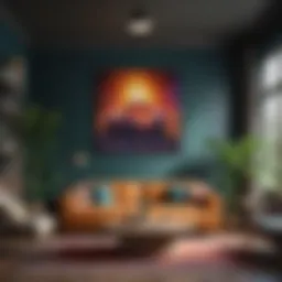 Vibrant living room showcasing a bold accent wall