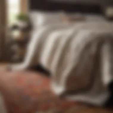 Textural Contrast for Cozy Atmosphere A close-up of textures in bed linens and a complementary rug, highlighting design details