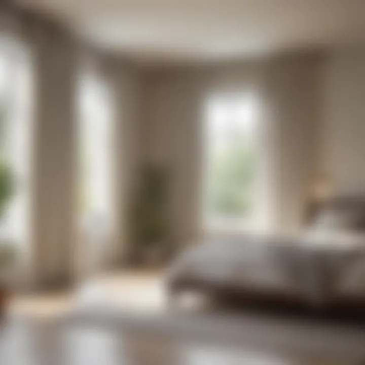 Cozy bedroom featuring a balance of privacy and light with curtains and blinds