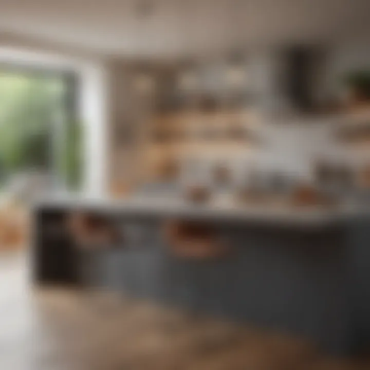 Stylish kitchen counter breakfast bar with modern stools