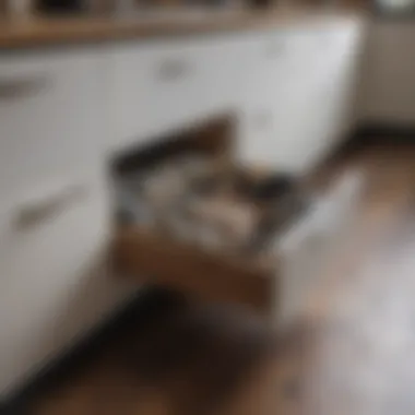 Close-up of various materials used in kitchen cabinetry