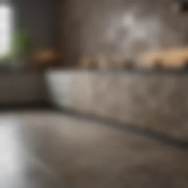 An elegant kitchen showcasing a seamless blend of natural stone tiles and contemporary design.