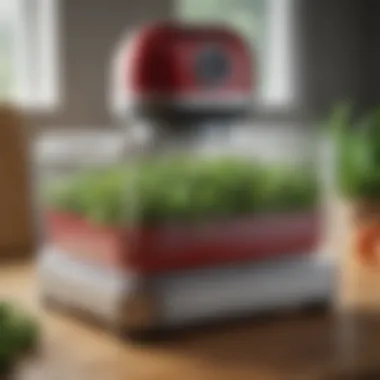 Close-up of KitchenAid food dehydrator with herbs arranged